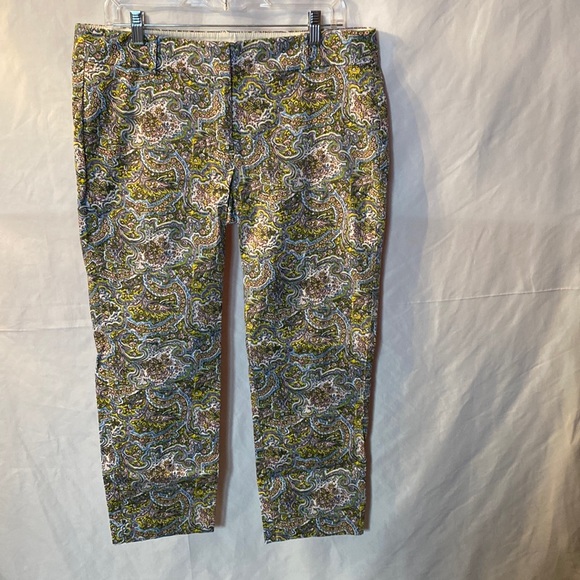 Ann Taylor Paisley Straight Leg Crop Pants 12 - Picture 1 of 6